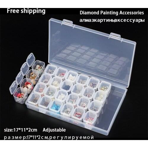 28/30 Slots Rhinestone Beads Ring Earrings Nail Storage Box Plastic Display Diamond Embroidery Box Accessory