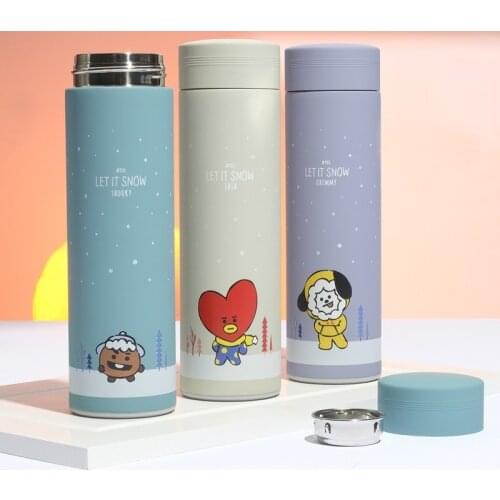 Kpop Bangtans Boys Cute Cartoon Pattern 500ML Thermos Rabbit Koala Animal Stainless Steel Thermal Cup Mugs Christmas Gifts