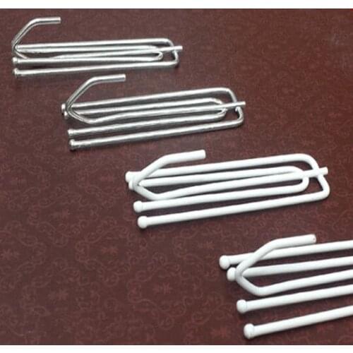 Free Shipping 100 PCS STRONG METAL CURTAIN TAPE HOOKS SILVER WHITE FINISH PIN HOOKS PINCH GOBLET PLEAT