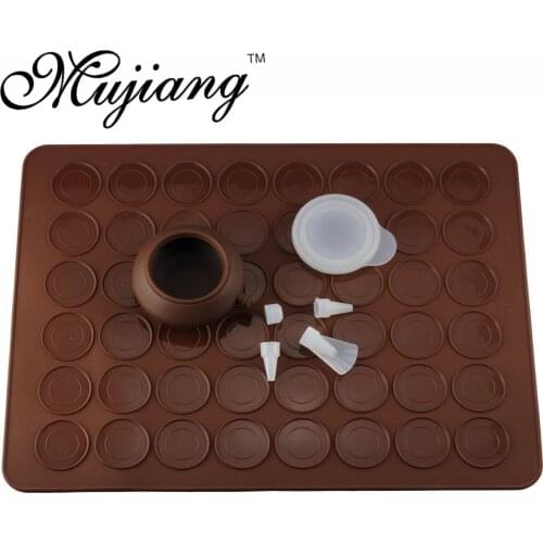 Mujiang Capacity 48 Hole Silicone Macaron Kit Decorating Piping Pot Pastry Baking Mat Christmas Kitchen Dessert Bakeware Tools
