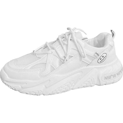 New Sports Running Shoes Outdoor Splicing Breathable Mesh Shoes Non-slip Round Toe Low-top Thick-soled Casual Mens Shoes