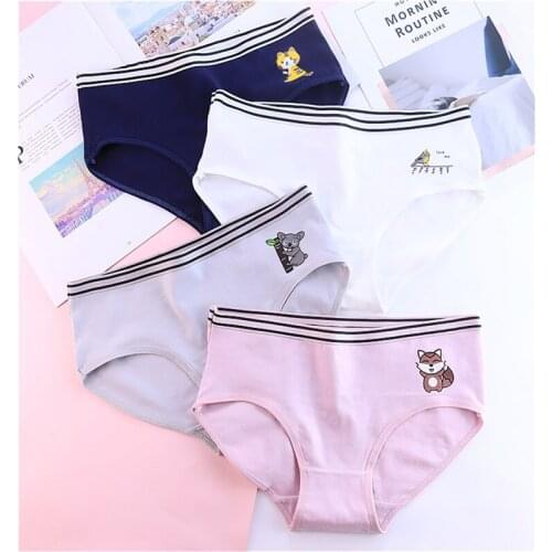 Cartoon underwear womens cotton waist womens cotton briefs Cotton Panties T618