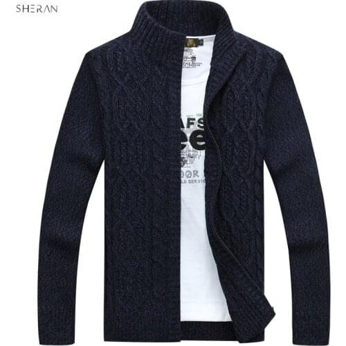 New Winter Plus Size Mens Turtleneck Sweater Thick Long Sleeve Wool Cardigan Men Sweater Jackets Casual Knitted Sweater Clothing