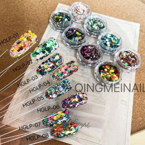 New 2021 8 Jars south Korean Nail sequins flashing Color Shift Glitter//Chunky Glitter Mix//Chameleon Multichrome Nail Glitter