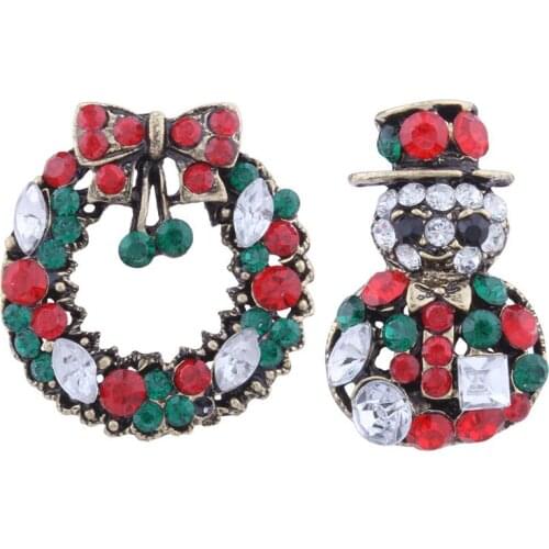 QD X0126 Funny Pins Christmas Brooch Spilla Donna Brooches Spilla 2pcs/set Bijoux Noel Christmas Pin Metal Pins Broszki