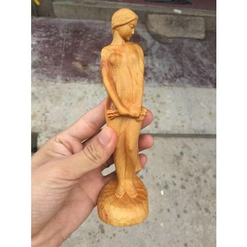 Wood carving young girl, wood crafts, home furnishings, send friends gifts desktop Decoration home ornaments(A253)