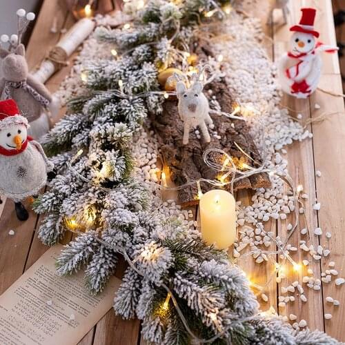 Christmas Rattan Living Room Decoration Artificial Plants Fake Pine Needle Vine Plant Cedar with Decor Flowers Winter Home Deco