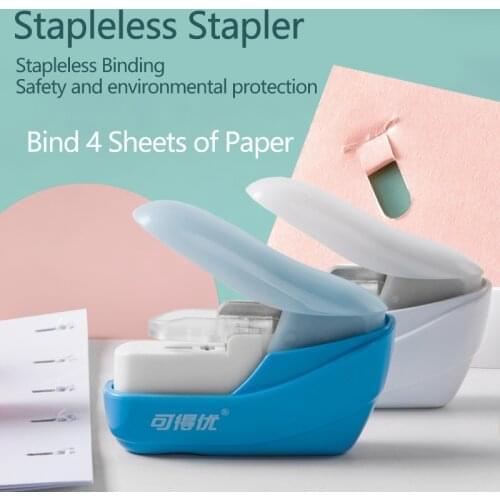 Handheld Color Stapleless Stapler Paper Stapling Stapler Safe Mini Stapler Without Staples 4 Sheet Capacity DIY Binding Supplies
