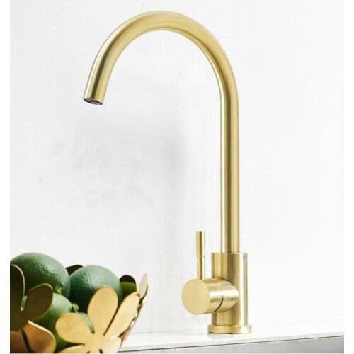 Modern Gold Kitchen Faucet Brass for Cold and Hot Mixer Tap Sink Faucet Vegetable Washing Basin Brushed Kitchen Accessories