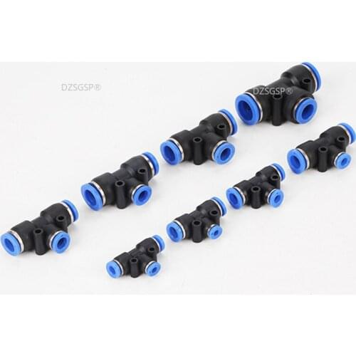 Tee Pneumatic Quick Fittings Connector 4mm 6mm 8mm 10mm 12mm 16mm Change Diameter Joint Quick Couplings Air Compressor