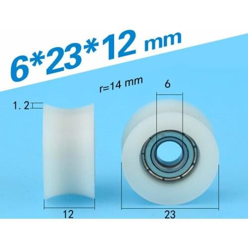 [U0623-12]Free Shipping 10PCS PA66 nylon caoted with 696zz bearing roller 6*23*12 PA wheel door roller