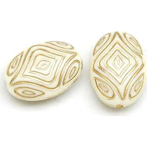 Miasol 30 pcs Vintage Retro Plating Acrylic Stripe Flat Oval Antique Design Beads Spacers Beads For DIY Jewelry Making