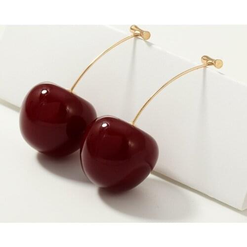 Fashion Design Acrylic Cherry Long Drop Earrings 2020 Crystal Pattern Stone Handmade Geometric Resin Earrings For Women Girls