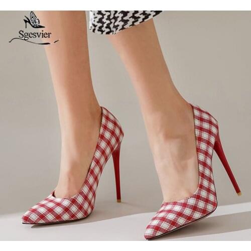 Sgesvier Size 34-47 Spring Women Pumps Office Work Party Wedding Pumps Shallow Pointed Toe Thin Super High Heel Shoes Footwear