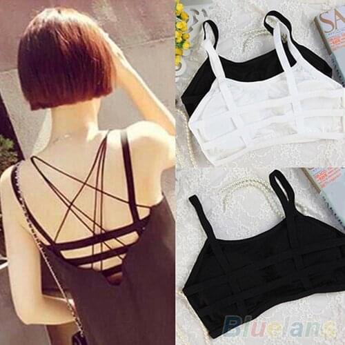80% Hot Sales Women Sexy Sporty Hollow Stripes Padded Bra Tank Top Sleeveless Mini Summer Vest