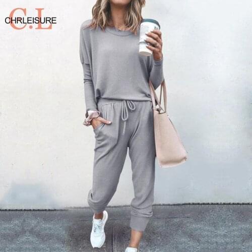 CHRLEISURE Two Piece Set Sexy Tracksuit Women Clothes Solid Pants Suit Female Casual Sport Jogger Suit Outfits Ladies