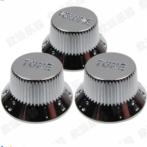 1 Set Chrome Silver Electric Guitar Bass Tone And Volume Electronic Control Knobs Cap For Strato Guitar（Installation hole 6mm