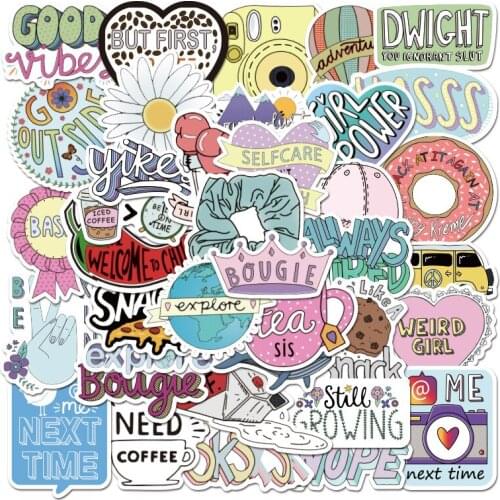 10/50pcs Colorful Vsco Stickers Hydro Flask Water Bottle Vinyl Decals for Laptop Phone Cute Trendy Aesthetic Teen Girls Sticker