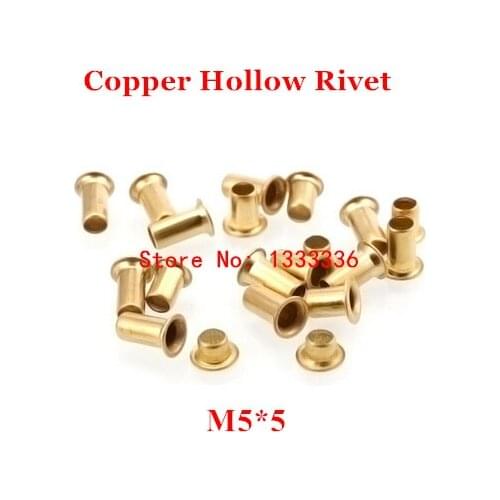 100pcs M5*5(L) Copper Hollow Rivet 5mm Double-sided circuit board PCB vias nails / copper corn