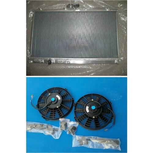 2 Row Aluminum Radiator+2*FAN 2001-2003 For MITSUBISHI LANCER EVO 7/8 40mm MANUAL 2001 2002 2003