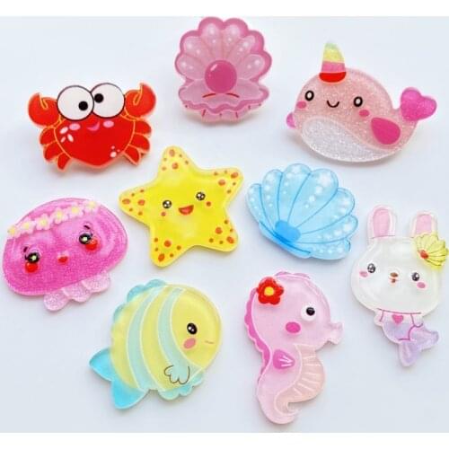 30pcs Kawaii Resin Mini Ocean Series Flat Back Cabochon Crafts Clothing DIY Scrapbooking Accessories G70
