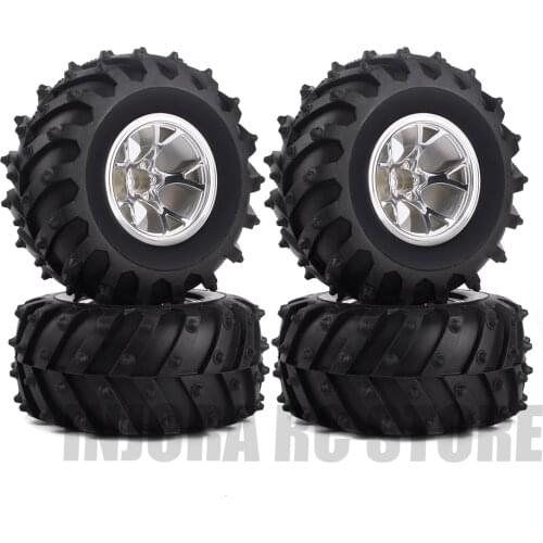 4PCS/Set Wheel Rim&Rubber Tires for 1/10 RC Monster Truck Car Traxxas Tamiya HSP HPI Kyosho