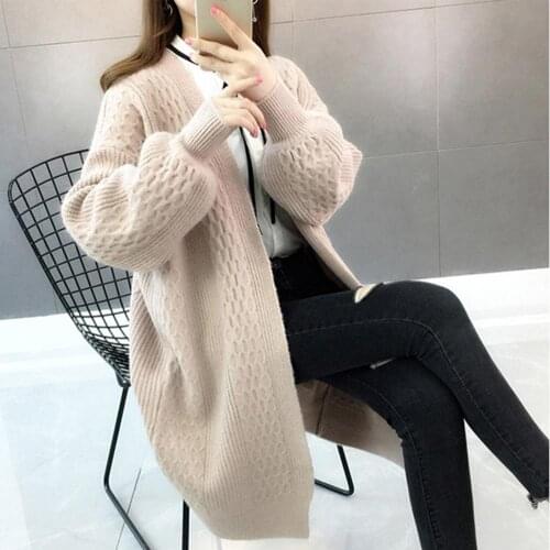 40% Dropshipping!! Women Autumn Winter Long Sleeve Open Front Cardigan Mid-length Warm Knit Coat