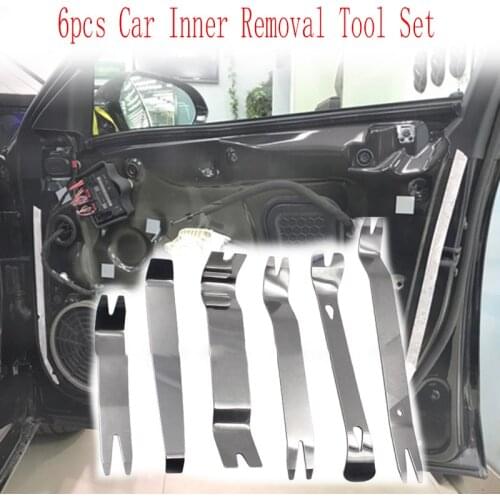6pcs Car Inner Removal Tool Auto Radio Door Clip Buckle Panel Trim Dash Audio Decorative Strip Crowbar Removal Installer Set