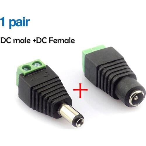 Female and Male DC Power Adapter 2.1mm x 5.5mm Connector BNC Balun Connector for Coax CAT5 to CCTV Surveillance Video Camera