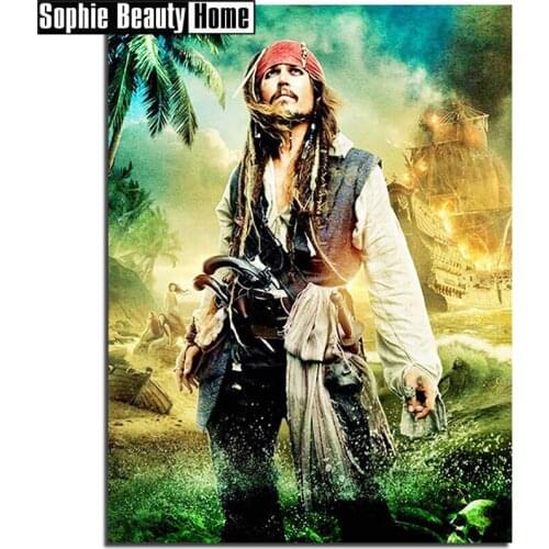 Diamond Painting Full Square/Round Drill Pirate Captain Jack 5D Daimond Embroidery Cross Stitch Picture Crystal Mosaic 19B022
