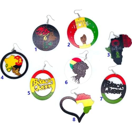 Free Shipping! ! wholesale price African Rasta wooden earrings