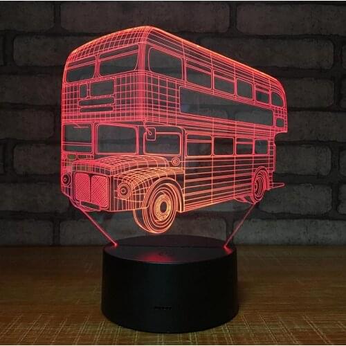 Double Decker Tourism Bus Electronic Products 3d Visual Lights Customized Gift Led Night Lights Automotive LED Usb 3d Lamp