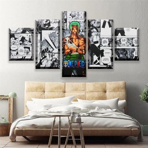 Zorro Painting Anime 5 Panel Poster Living Room Decoration Modular Canvas Printmaking Picture Mural Frame