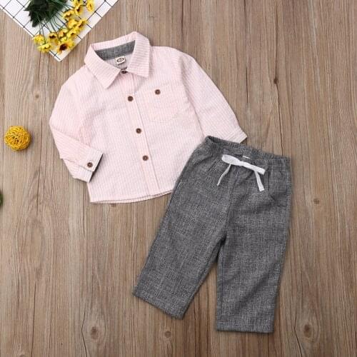 Baby Boys Clothing Set Striped Top Short Sleeve T Shirt Shorts Pants Outfit Kids Gentlemen 2PCS Set For Summer Children 1-5T