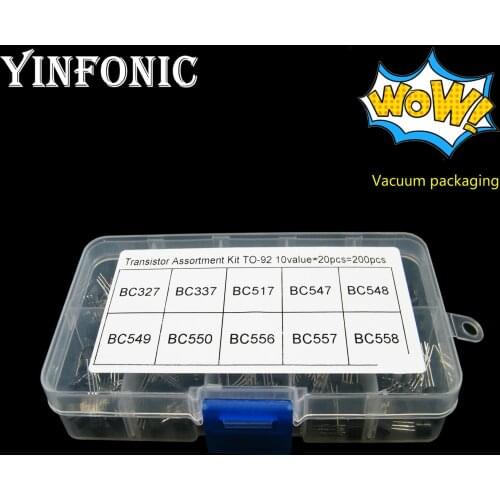 10 Values 200pcs Transistor Box Kit TO-92 BC337 BC327 BC517 BC550 BC547 BC548 BC549 BC556 BC557 BC558