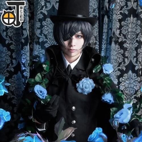 Anime Black Butler Kuroshitsuji Ciel Phantomhive Cosplay Halloween Outfit Uniform Suit Costumes Black Funerals Uniform