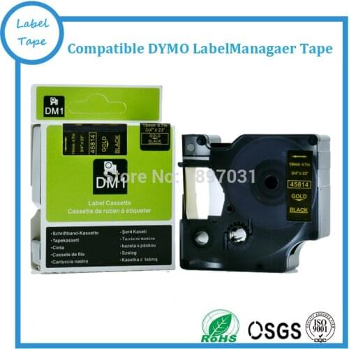 2 pcs/lot Dymo D1 tape 45814 19mm*7m Gold on Black for labelmanager printers