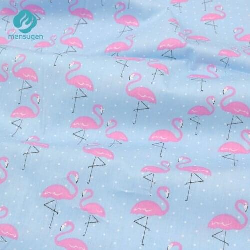 Mensugen 50cm*160cm Cartoon Cotton Flamingo Fabric for Patchwork Baby Bedding Sheet Cushions blanket Dresses Sewing Material