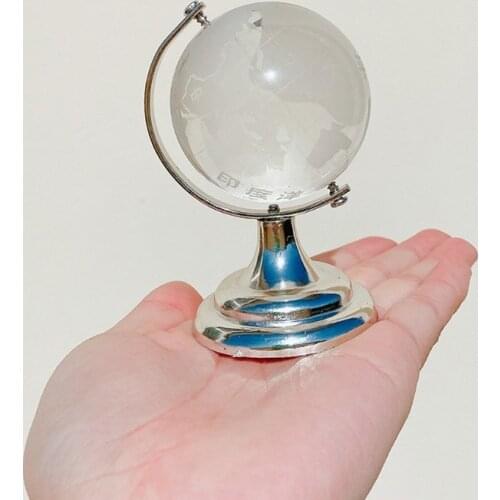 Mini Round Earth Art Crafts Home Office Desk Decoration Gift Crystal Glass Ball World Globe Small ornaments
