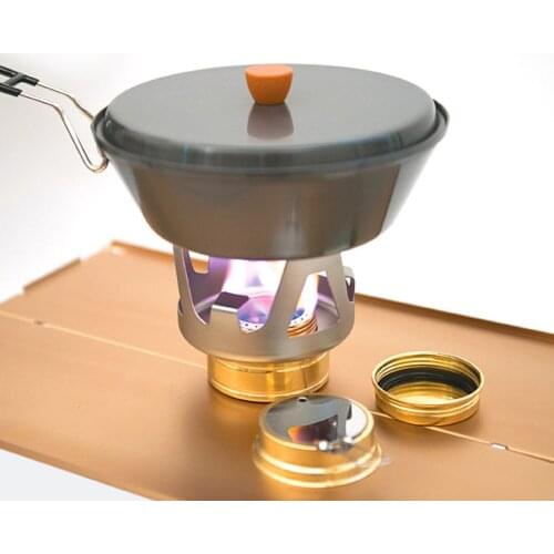 Mini Alcohol Stoves Burning with Stand Aluminum Alloy Brass Outdoor Camping Hiking Picnic Cooking Furnace Camping Cookware Tools