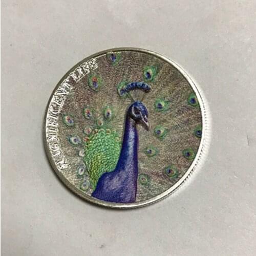 1 pcs Non magnetic The 2015 peacock animal 3D emboss Elizabeth badge silver plated 40 mm souvenir collectible art coin
