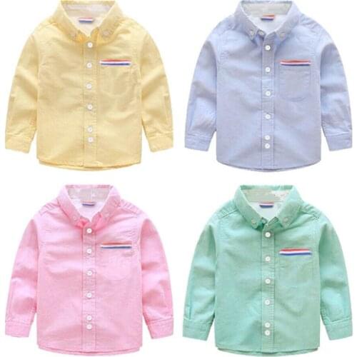 Boys clothes 1-9T children spring long sleeve cotton shirt kids solid fahion high quality blouses baby outwear baby clothing