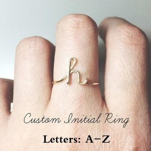 A-Z 26 Letters Initial Name Rings for Women Unisex Gold Silver Color Men Geometric Alloy Creative Finger Rings Jewelry