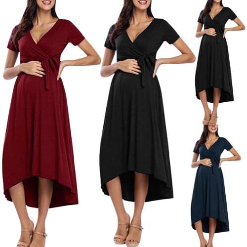 New summer cool fashion maternity dress big belly women large size dress v-neck short-sleeved belt pregnant women dress