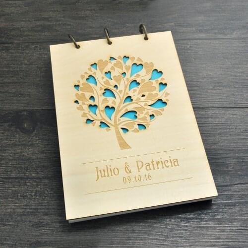 Anniversary Valentine Gift Custom Wood guestbook Wedding Photo Album Love Tree Guest Book