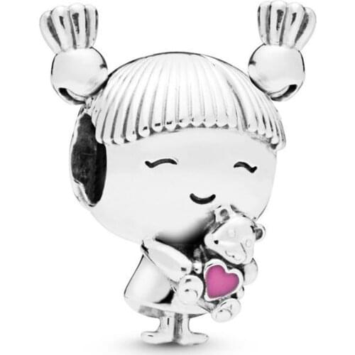 Vintage Fashion Jewelry Pendant 925 Sterling Silver Bead Girl Heart Charm Fit Pandora Bracelet Accessories Making Gift For Women