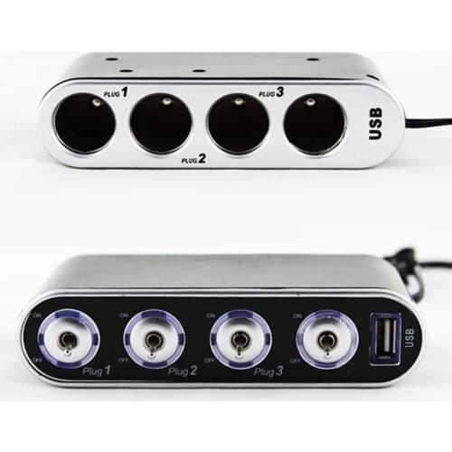 Easy Install Converting Splitter Practical Auto Accessory 1 To 4 Universal Vehicle Power Supply USB Port Car Lighter
