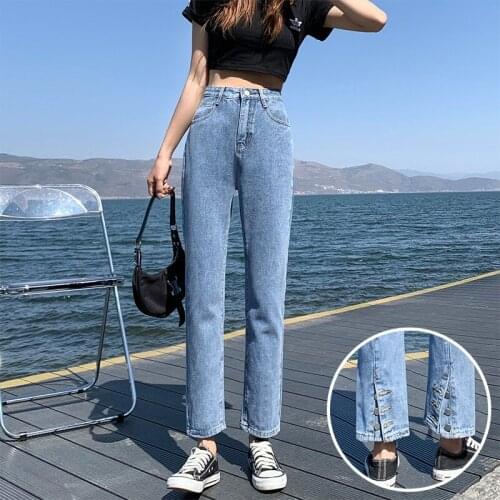 Button Straight Jeans Woman High Waist Plus Size Loose Denim Vaqueros Mujer Korean Casual