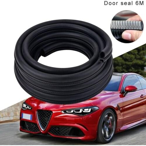 Car Door Rubber Seal Strip Trim Soundproof Sealing Weatherstrip Durable Auto Door Seams Hood Edges Car Exterior Accessories 6m