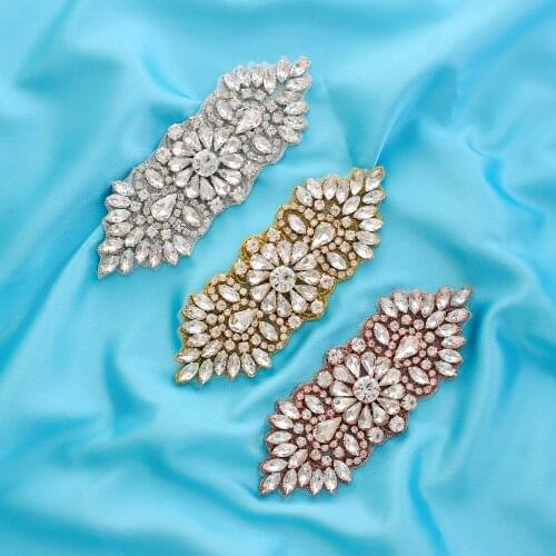 SESTHFAR Sew On Strass Applique Rhinestone For Wedding Belt Pearl Patch Evening Dress Accessories Patches on Clothes